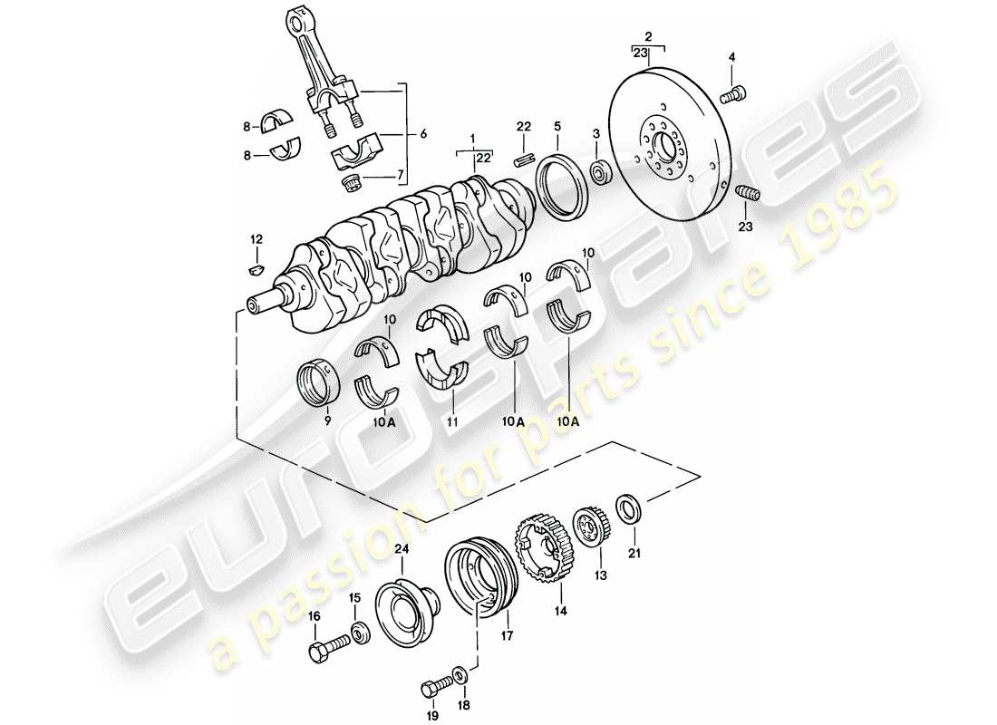 porsche 1984 (944) crankshaft - connecting rod parts diagram