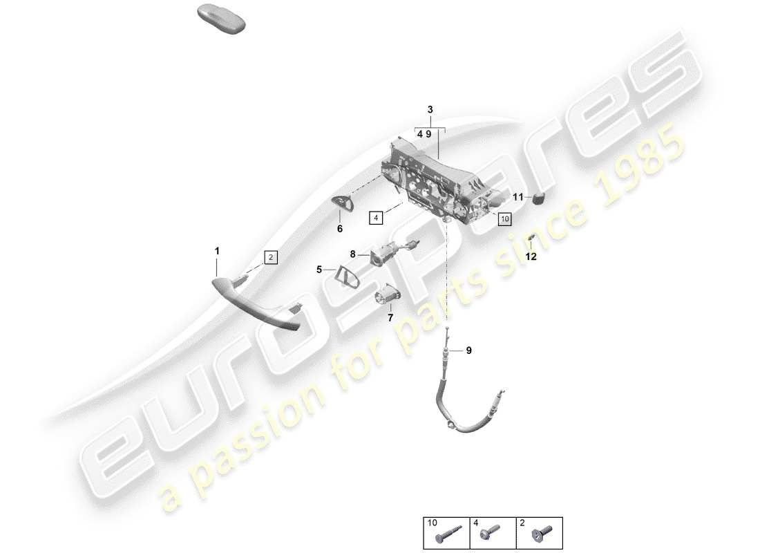 porsche 2020 (718 boxster spyder) door handle, outer parts diagram