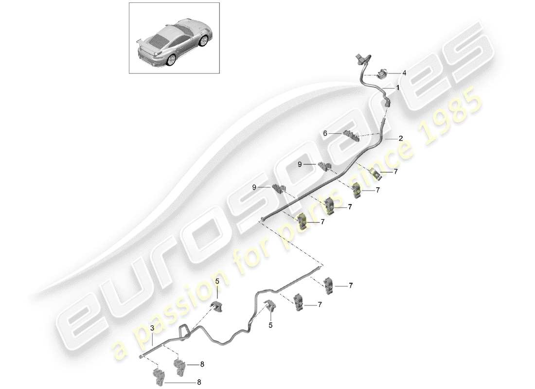 porsche 2020 (991-2 turbo) vacuum line part diagram