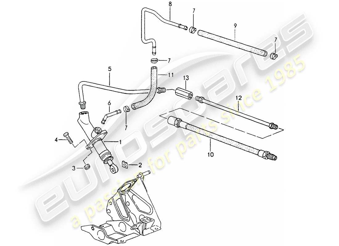 porsche 1990 (964) clutch actuation - clutch master cylinder part diagram