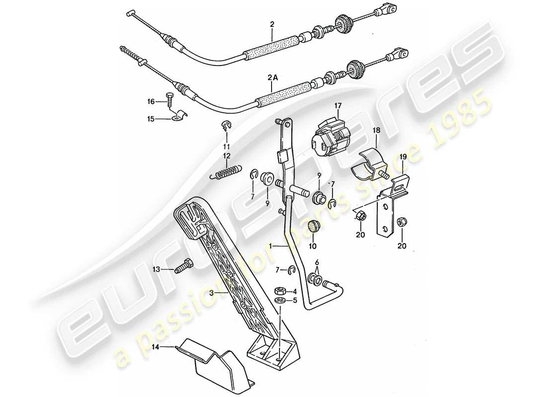 porsche 1994 (968) throttle control - accelerator cable part diagram