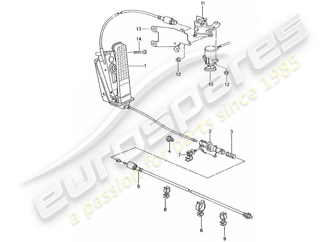 porsche 996 (2000) brake and acc. pedal assembly - throttle control part diagram