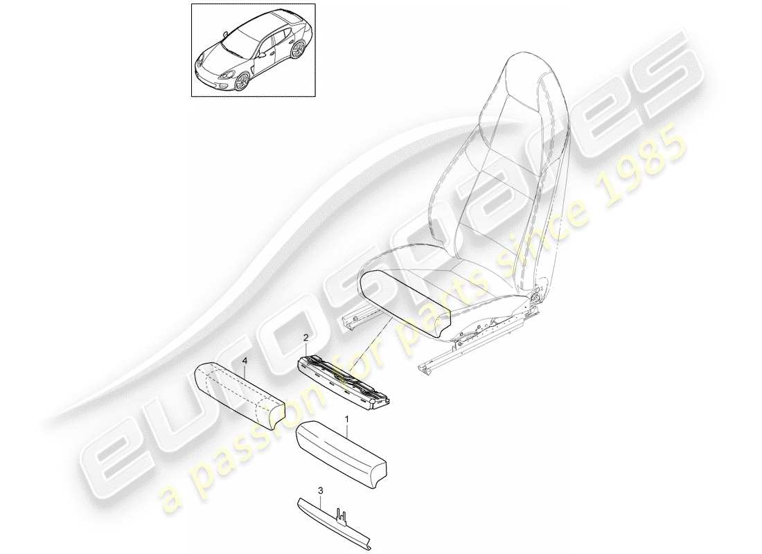 porsche 2011 (panamera 970) seat cushion part diagram