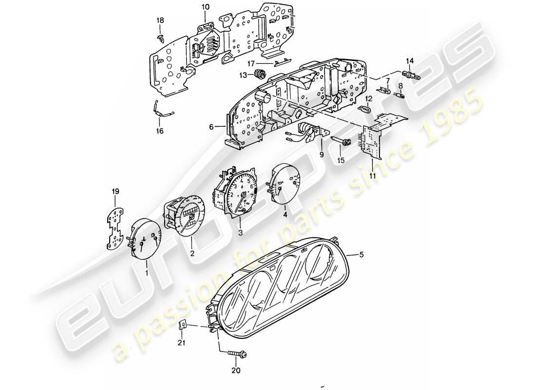 porsche 1986 (944) instrument cluster - d - mj 1987>> part diagram