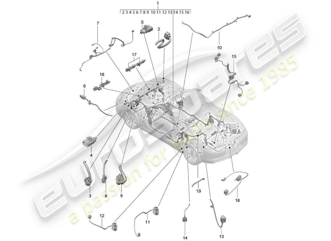 porsche 2012 (981 boxster) wiring harnesses parts diagram