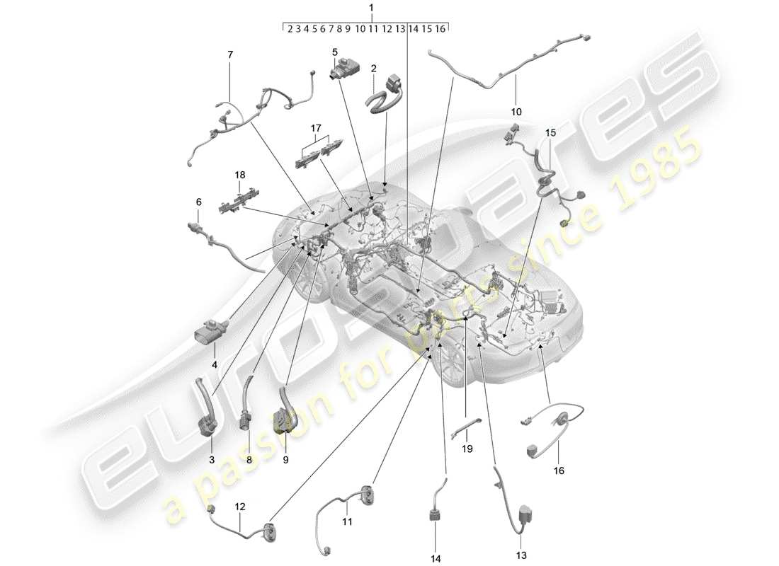 porsche boxster 981 (2012) wiring harnesses part diagram