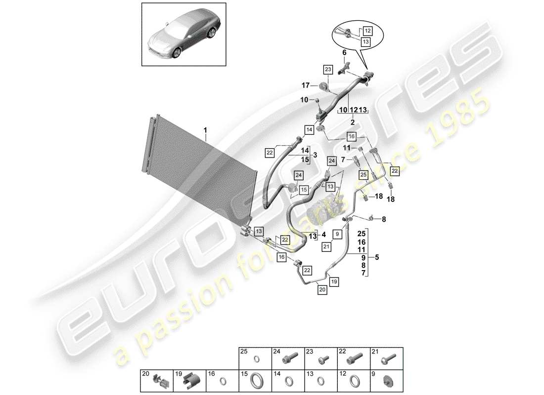 porsche 2017 (panamera 971-1) refrigerant circuit part diagram