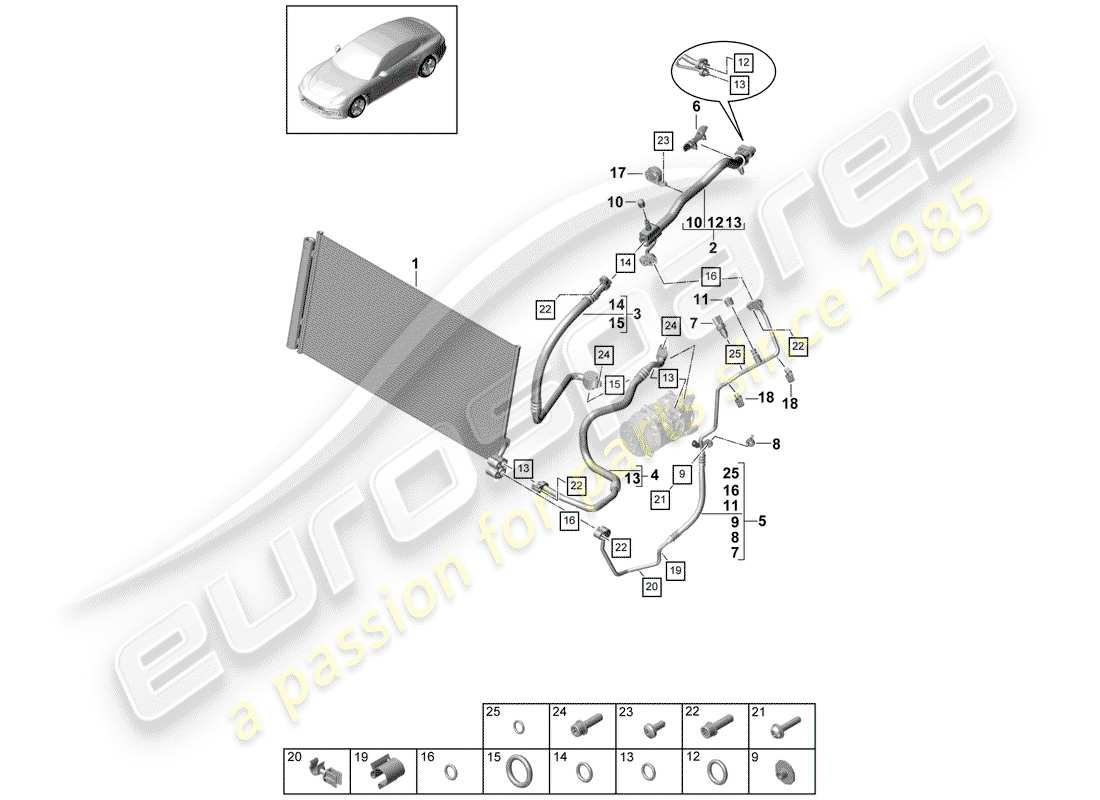 porsche panamera 971 (2017) refrigerant circuit parts diagram