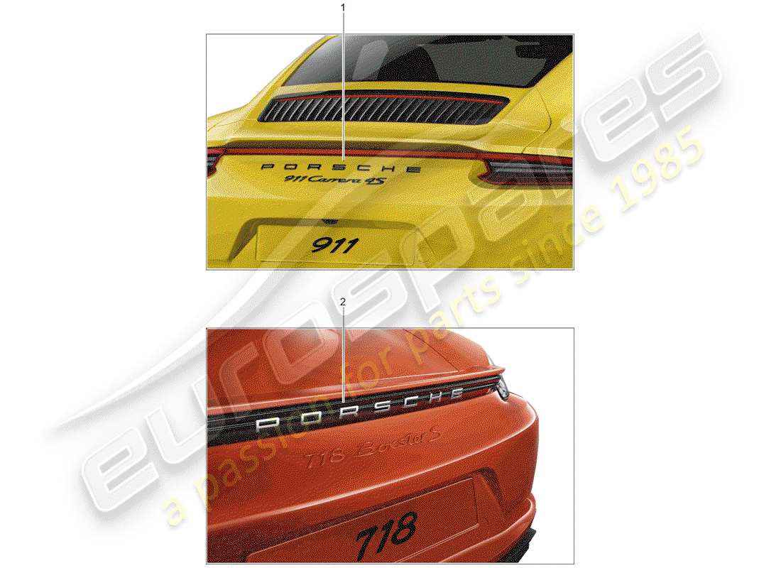 porsche 2016 (tequipment 98x/99x) inscription part diagram