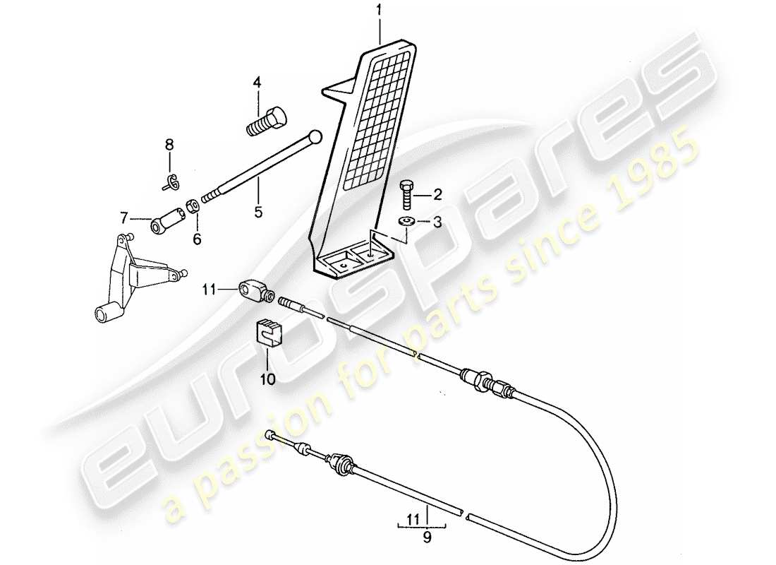 porsche 1987 (959) pedals - throttle control parts diagram