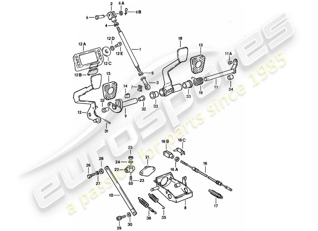 porsche 1979 (911) pedals parts diagram