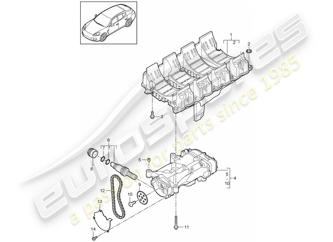 porsche 2013 (panamera 970) oil baffle plate part diagram