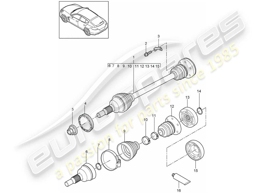 porsche 2011 (panamera 970) drive shaft part diagram