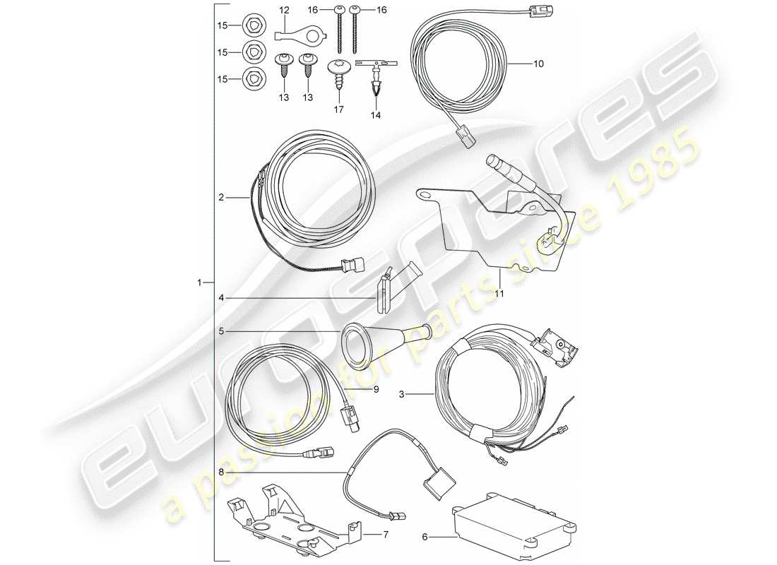porsche 2013 (tequipment cayenne) installation kit part diagram