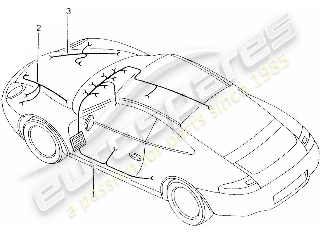 porsche 996 (2000) wiring harnesses - passenger compartment - glove box - front end - repair kit - anti-locking brake syst. -abs- - brake pad wear indicator - front axle part diagram
