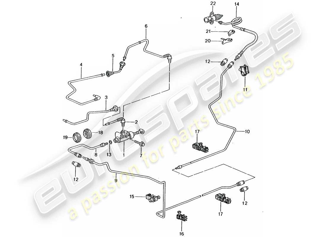 porsche 2004 (996) hydraulic clutch - operation - clutch master cylinder - tube-/hose line part diagram