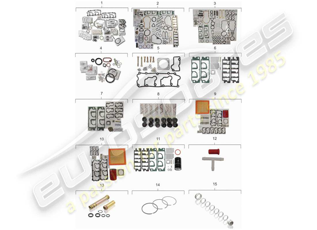 porsche 1991 (964) gasket set - repair kits - maintenance set part diagram