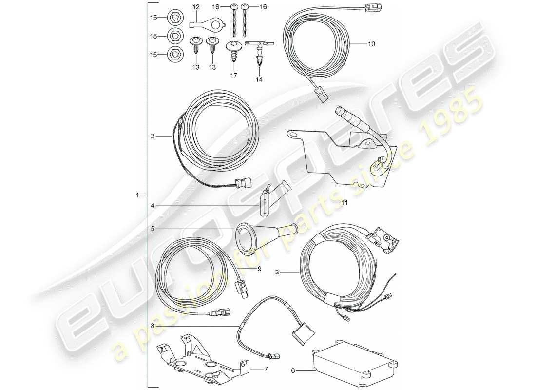 porsche tequipment cayenne (2012) installation kit part diagram