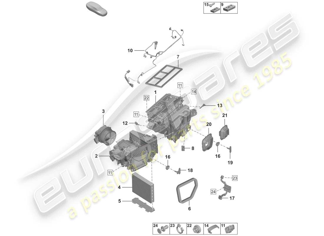 porsche 2020 (992-1) air conditioner parts diagram