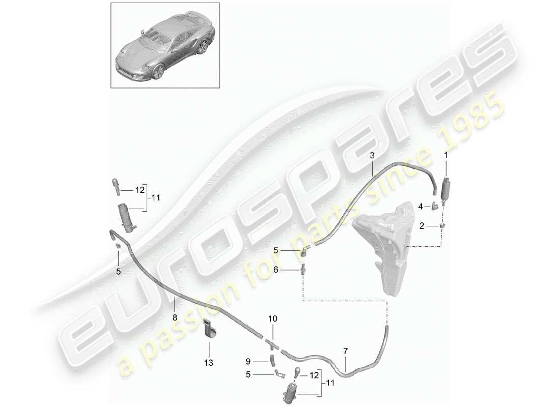 porsche 2017 (991-2 turbo) headlight washer system part diagram