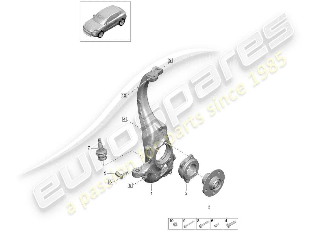 porsche 2019 (macan) pivot bearing part diagram