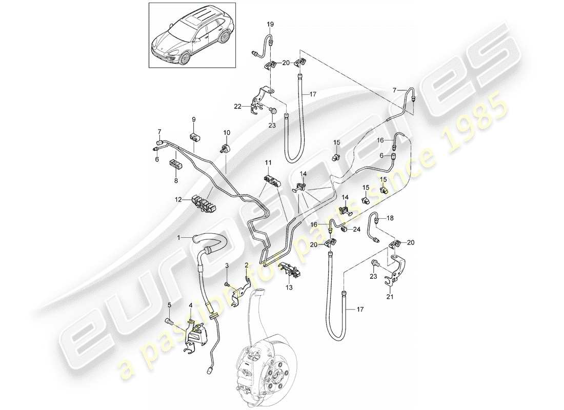 porsche cayenne e2 (2013) brake line part diagram