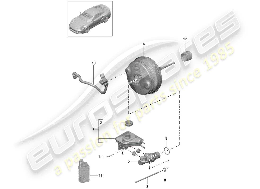 porsche 2017 (991-2 turbo) brake master cylinder part diagram
