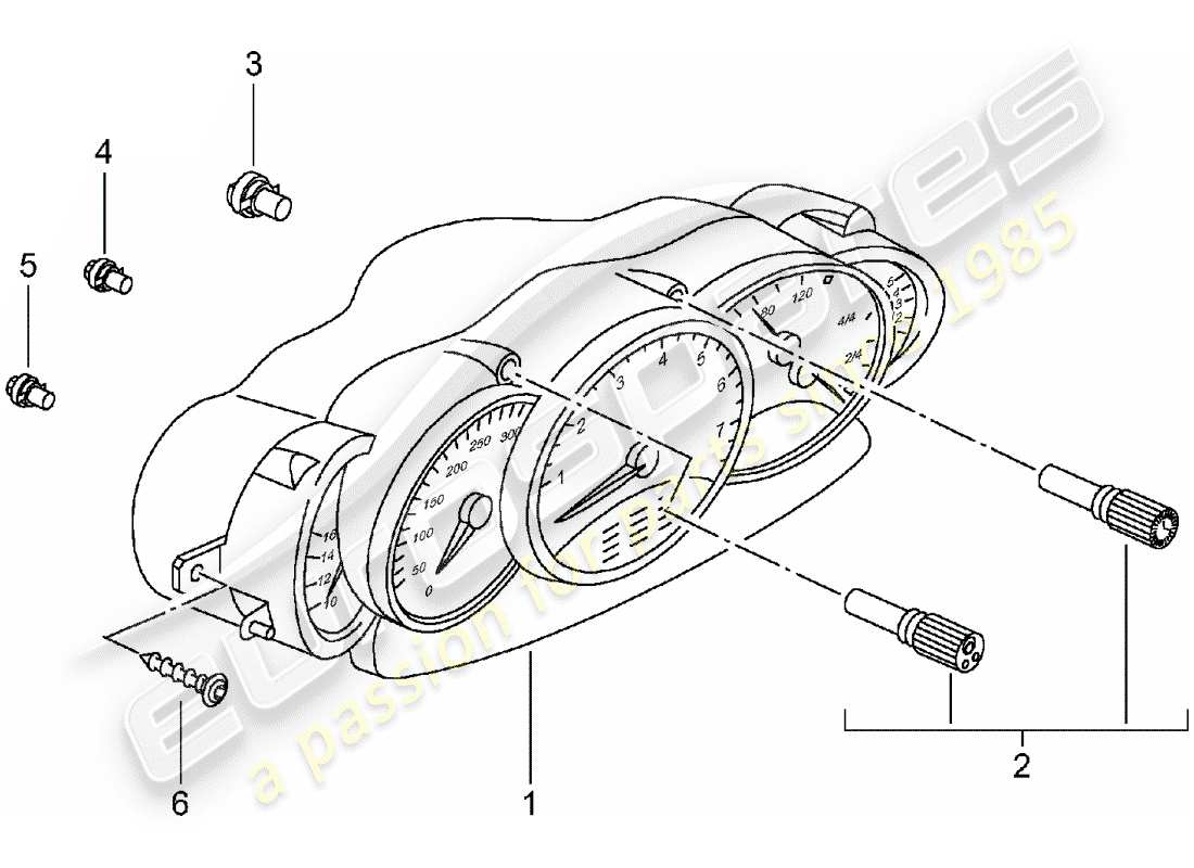 porsche 2004 (996) instrument cluster - complete - d - mj 2001>> part diagram