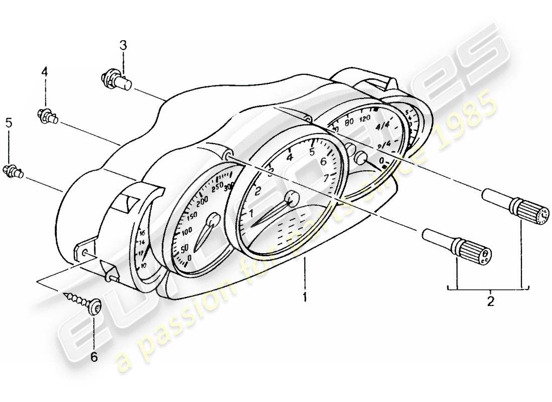 porsche 2005 (996) instrument cluster - complete part diagram