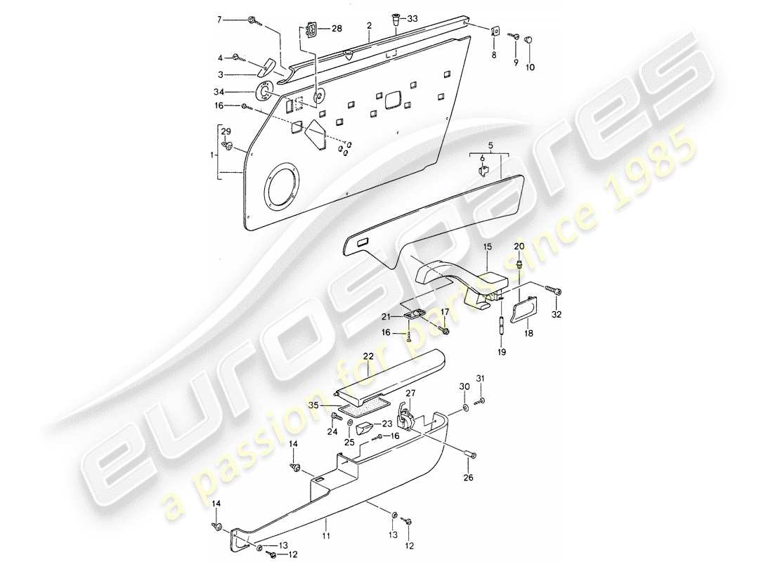 porsche 1996 (993) interior equipment - doors - d >> - mj 1996 part diagram
