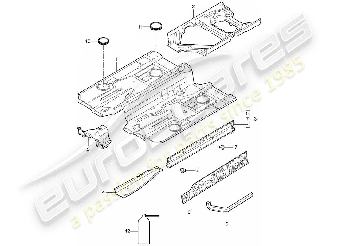 porsche 2006 (987 cayman) floor part diagram