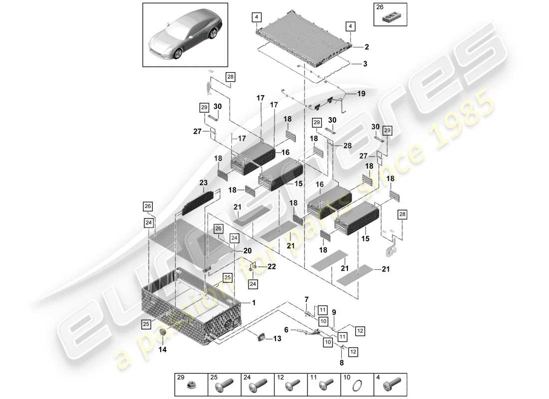 porsche 2018 (panamera 971-1) high-voltage battery part diagram