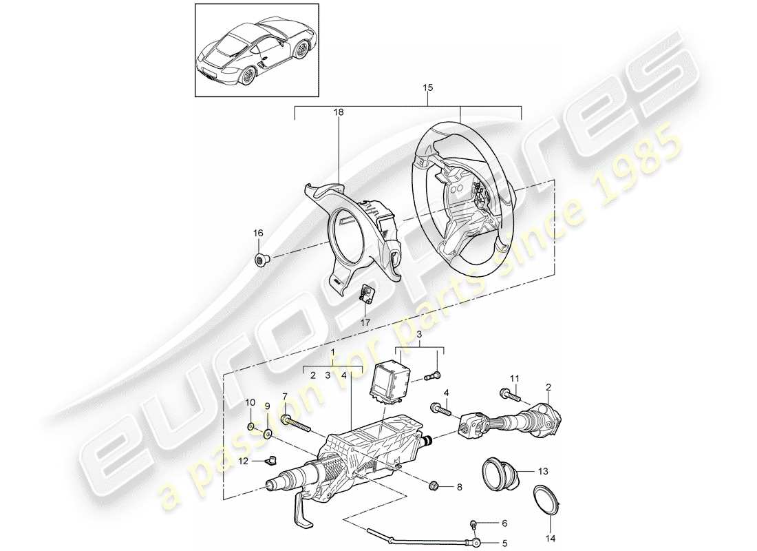 porsche 2009 (987 cayman) steering protective pipe part diagram