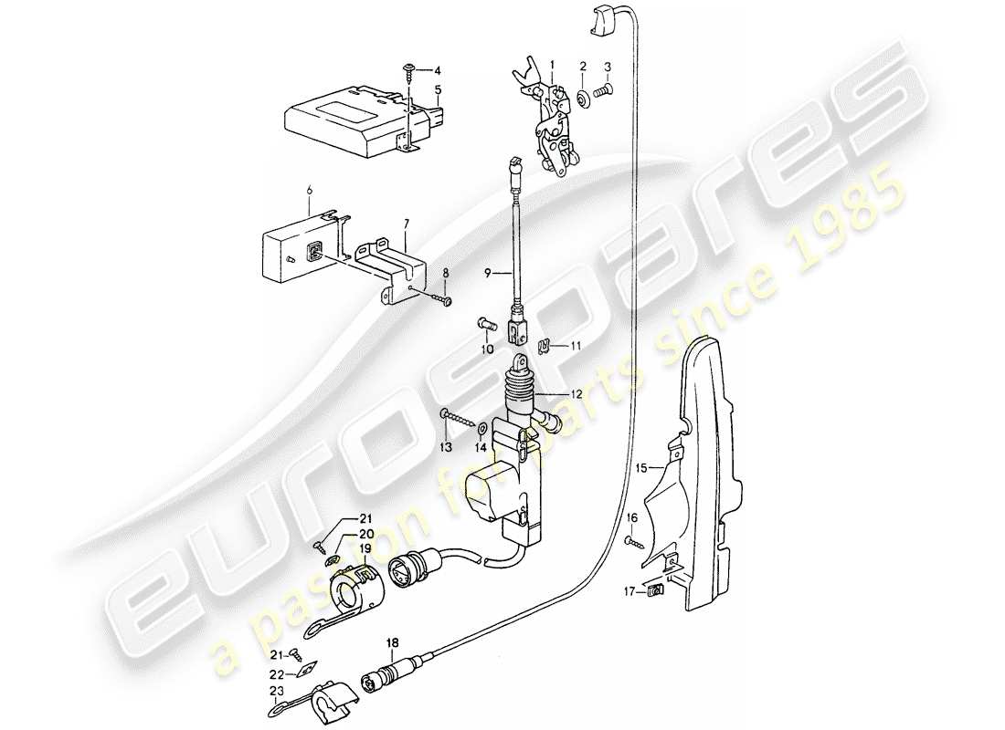 porsche 1992 (964) central locking system parts diagram