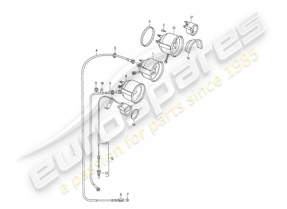 porsche 1954 (356/356a) instruments parts diagram