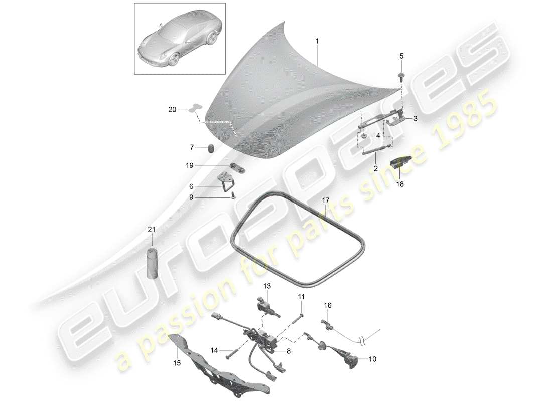 porsche 991 (2016) cover parts diagram