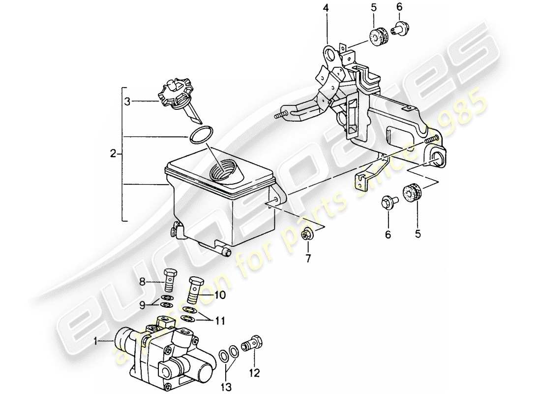 porsche 1998 (993) power steering - power-steering pump - container parts diagram