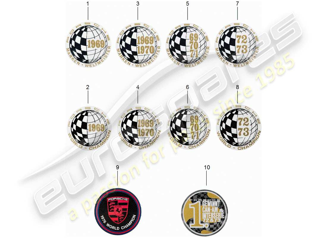 porsche 2012 (accessories) sticker part diagram
