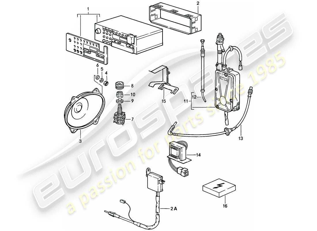 porsche 1985 (928) radio unit - installation parts part diagram