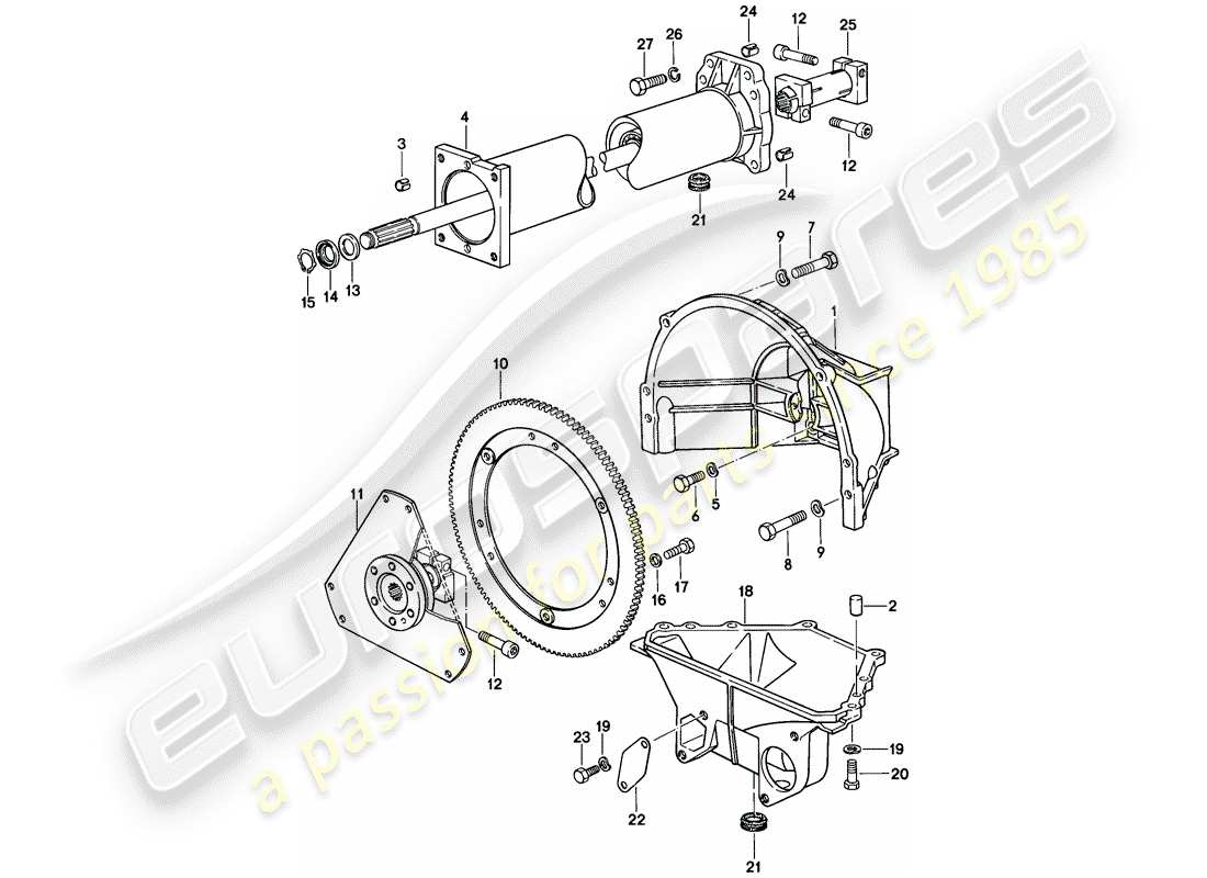 porsche 1982 (928) central tube - automatic transmission part diagram