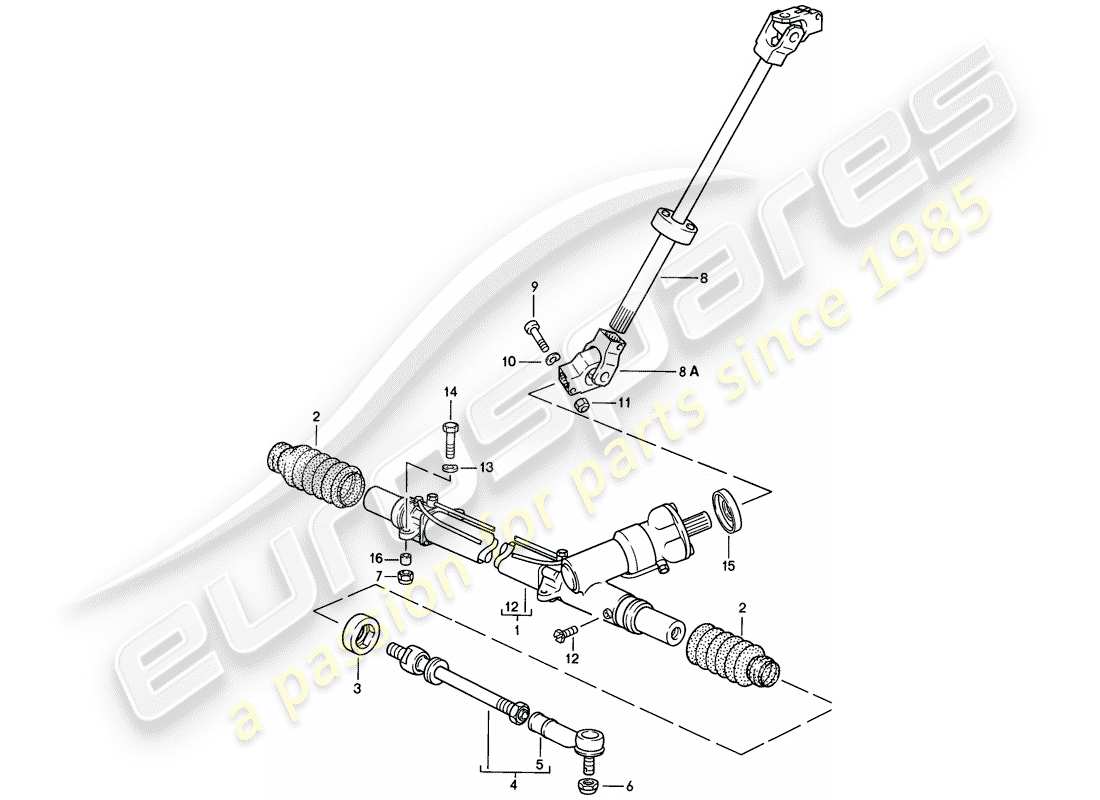 porsche 1985 (928) steering gear - tie rod part diagram