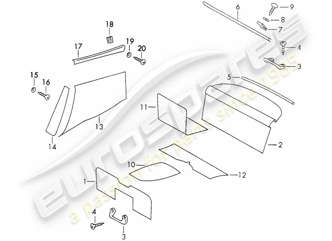 porsche 1973 (911) interior equipment parts diagram