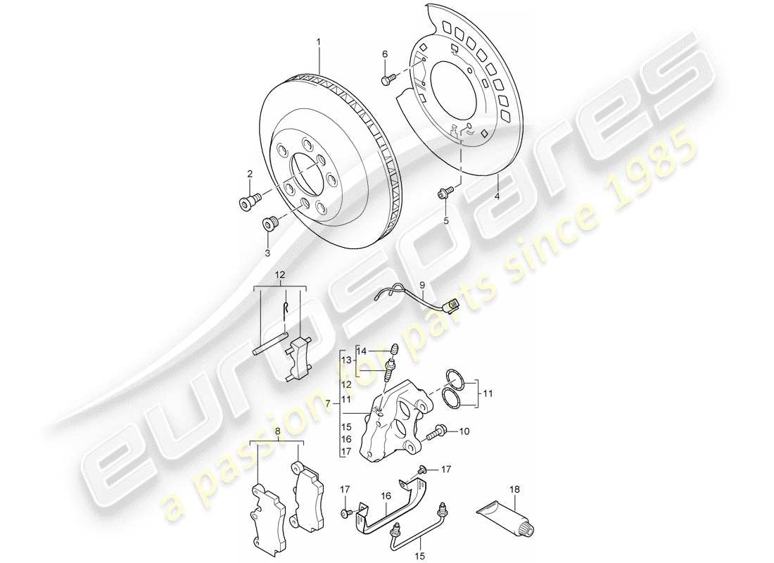 porsche 2008 (cayenne e1 9pa) disc brakes part diagram