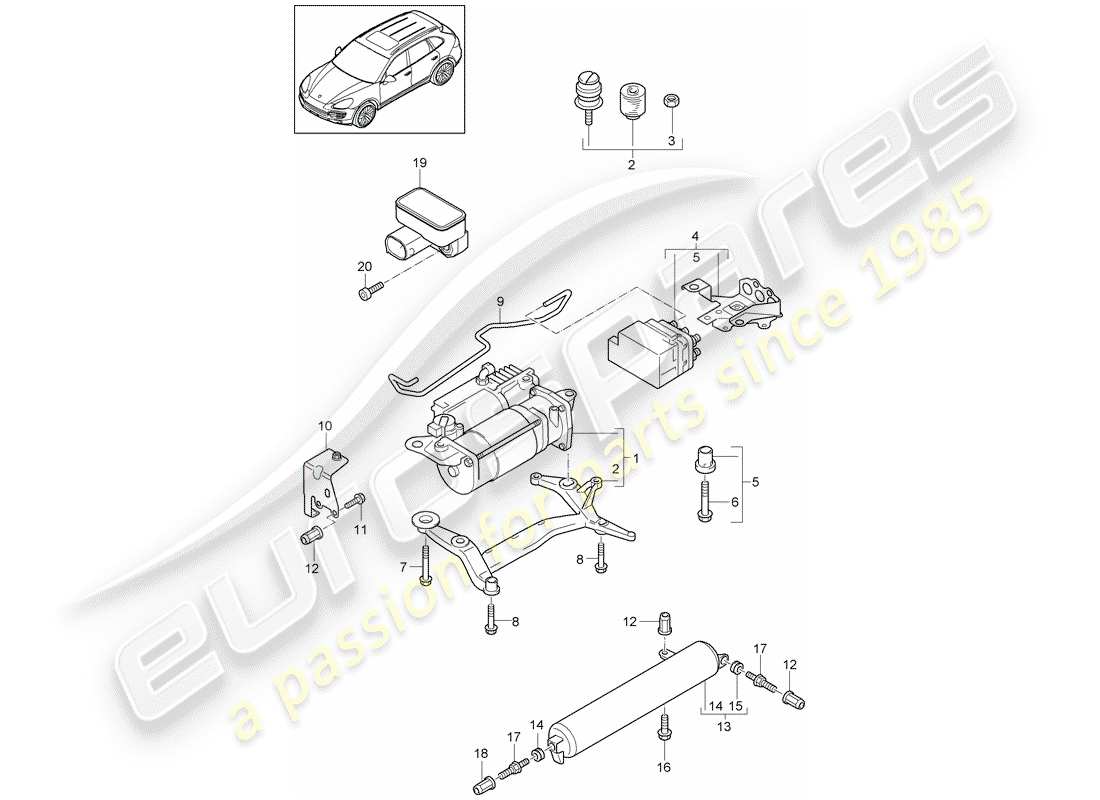 porsche 2014 (cayenne e2 92a) self levelling system part diagram