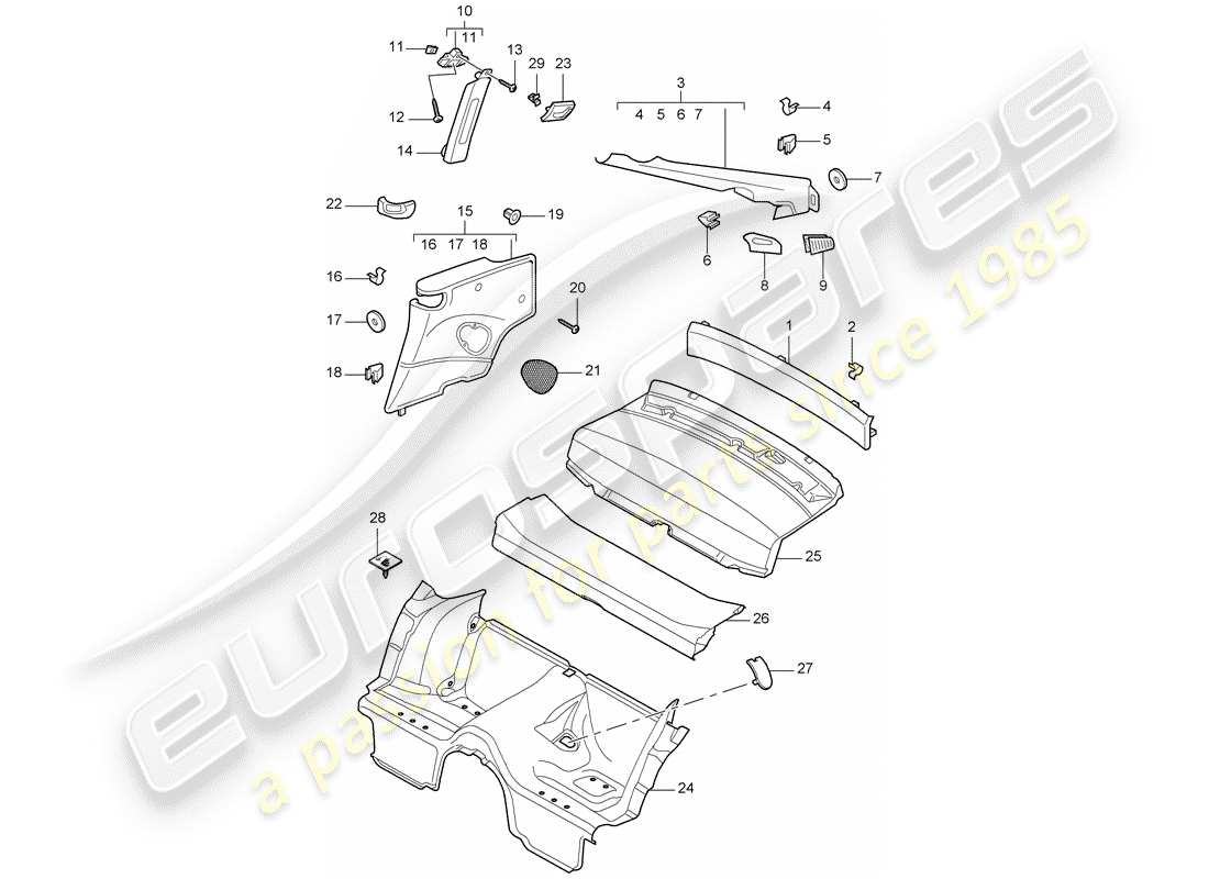 porsche 2011 (997-2) trims part diagram
