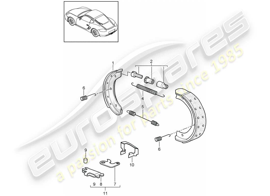 porsche 2009 (987 cayman) handbrake part diagram