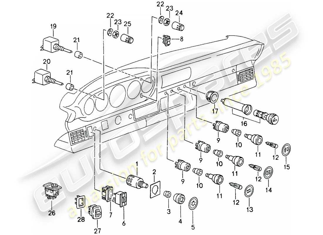 porsche 1998 (993) switch parts diagram