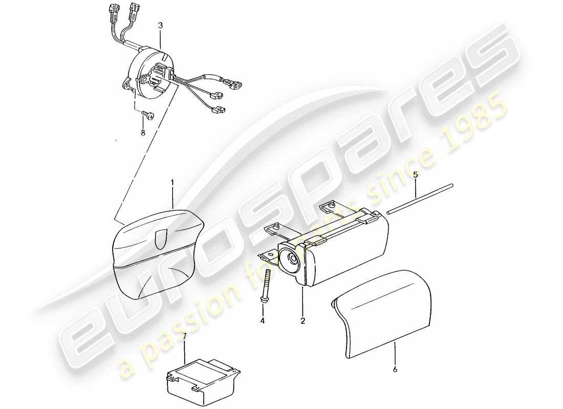 porsche 2002 (996) airbag part diagram