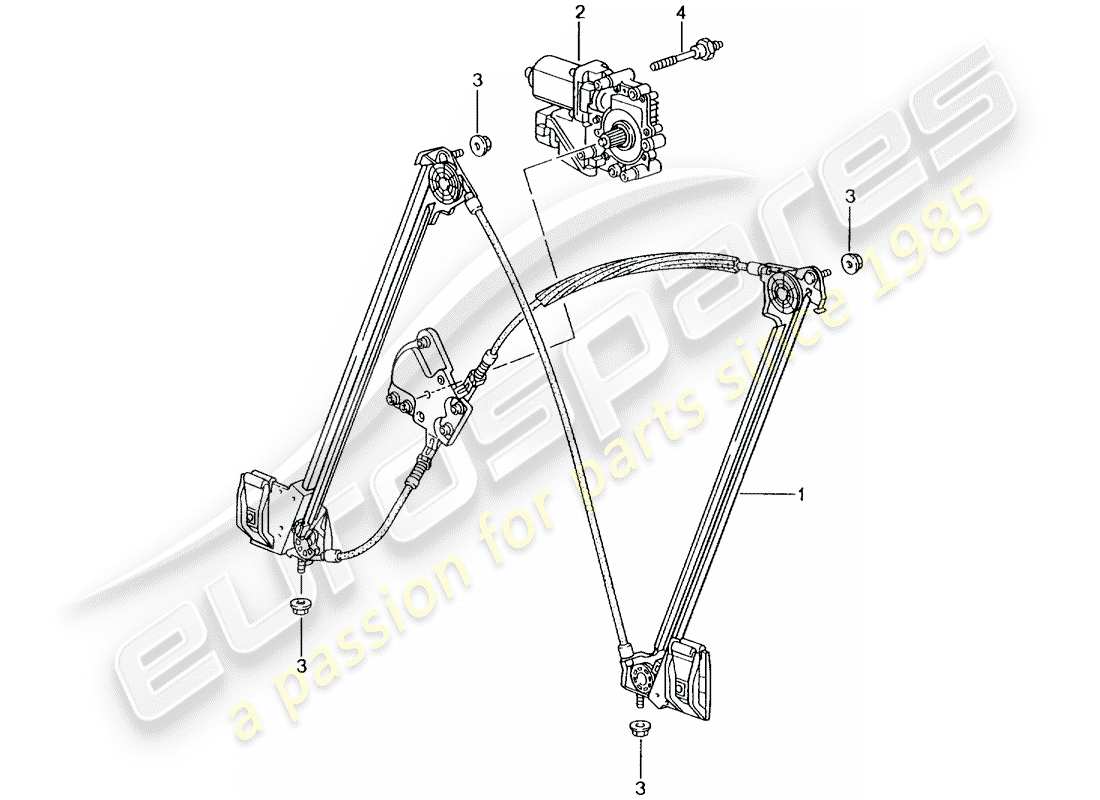 porsche 2002 (996 gt3) window regulator part diagram