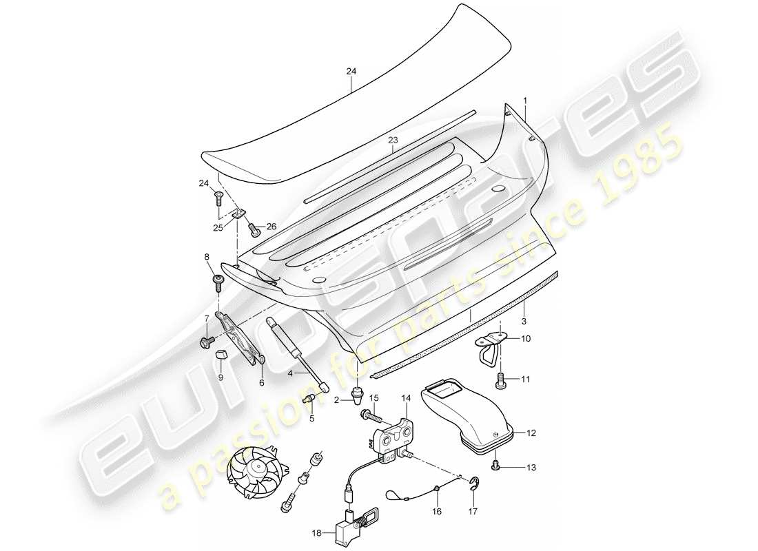 porsche 2008 (997-1 turbo / gt2) cover part diagram